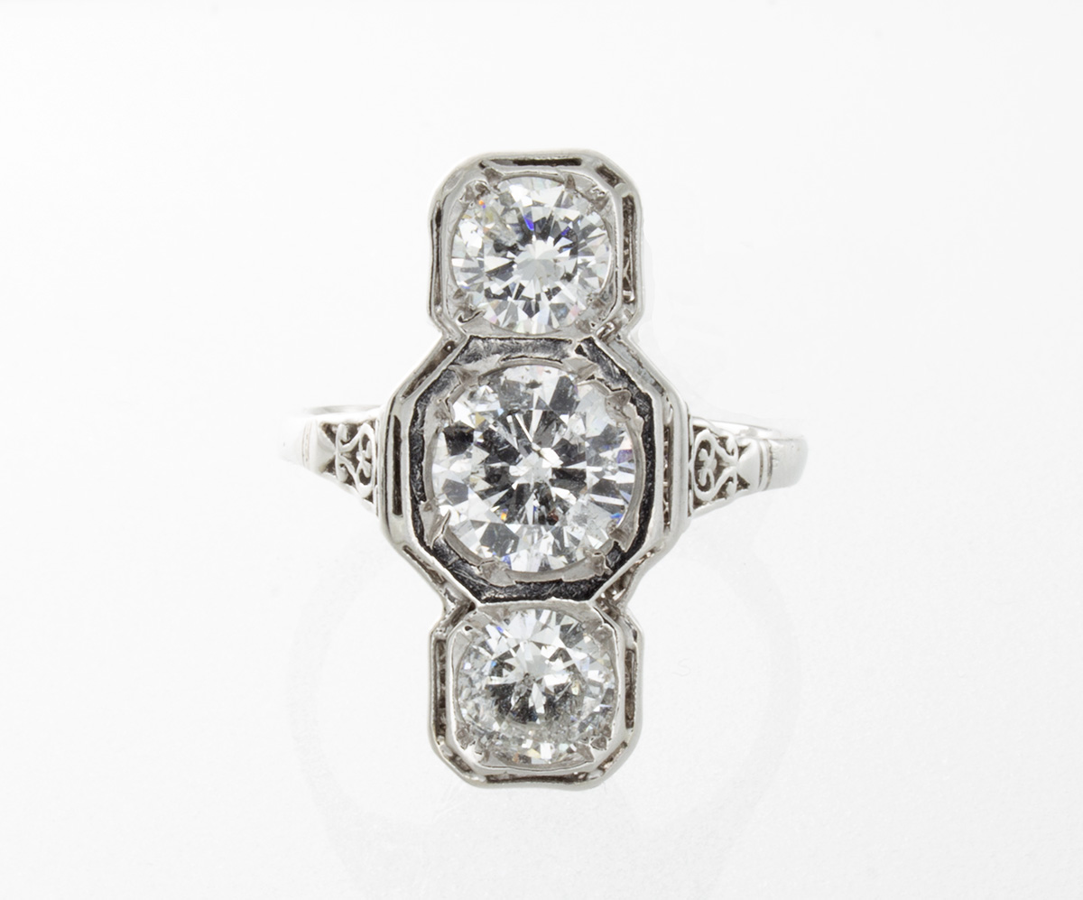 Estate Antique Platinum Diamond Fancy Ring
